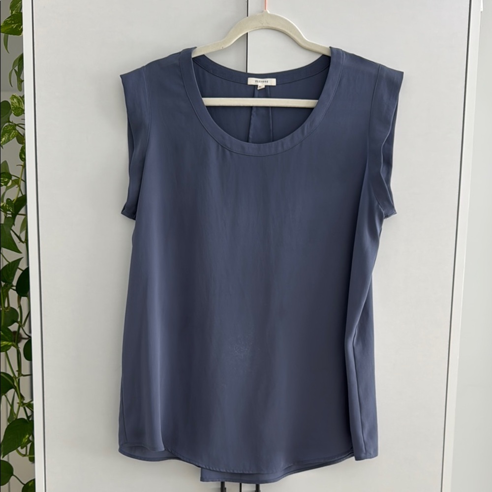 Pleione Blue Relaxed Sleeveless Blouse